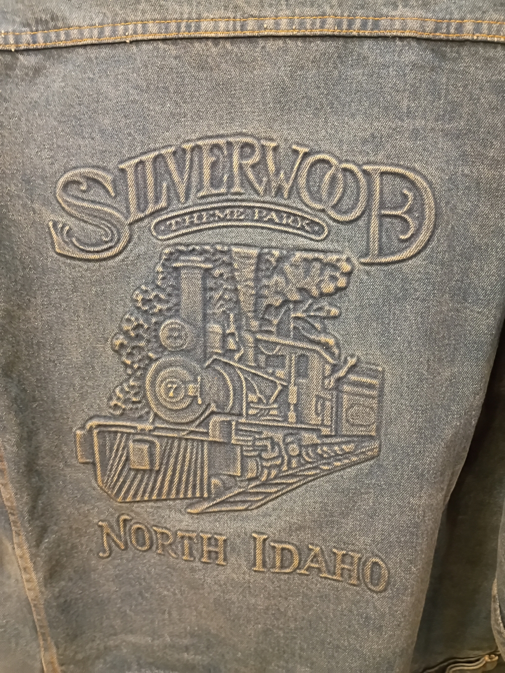 Vintage Silverwood North Idaho Embroidered Denim Jacket Blue- Large
